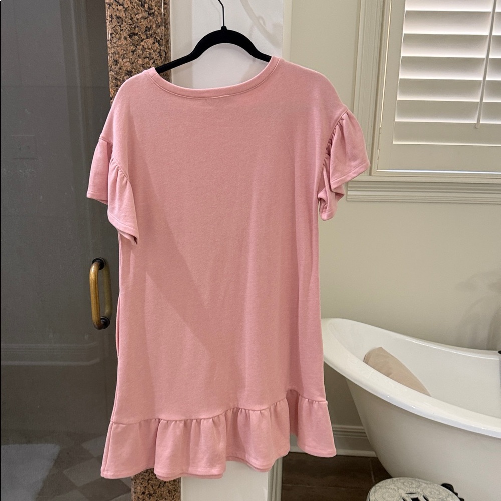 LOFT Pink Ruffle Sleeve Mini Dress - Picture 2 of 2